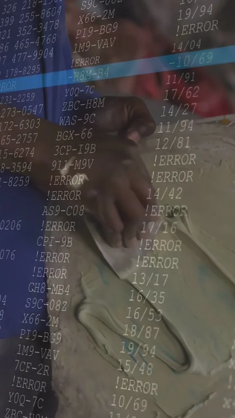 Vertical video: Smoothing worker in blue pressing sponge on column, patching Stock Footage 334604395