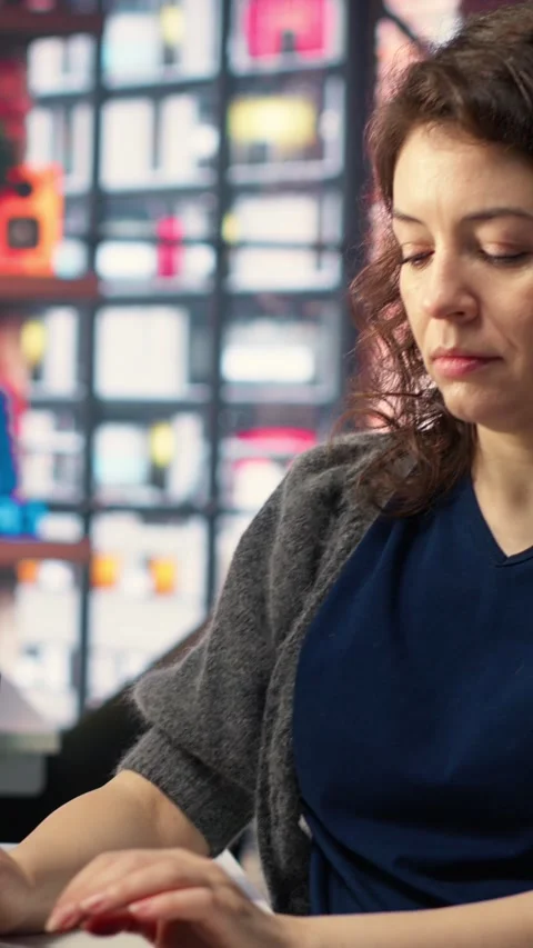Vertical Video Software developer at agency office coding on her computer, Stock Footage 308491710