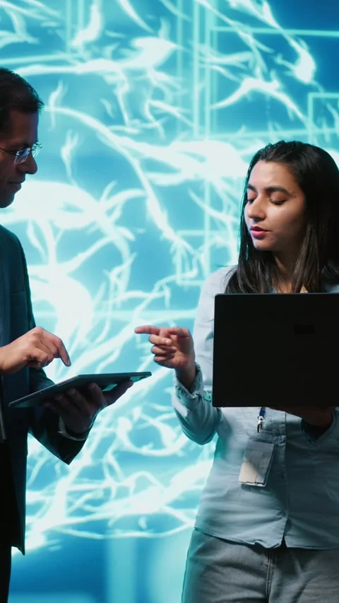 Vertical video Software developers use AI neural networks modeled after human Stock Footage 278374545