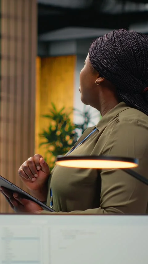 Vertical video Software developers working in AI startup training predictive Stock Footage 323142702