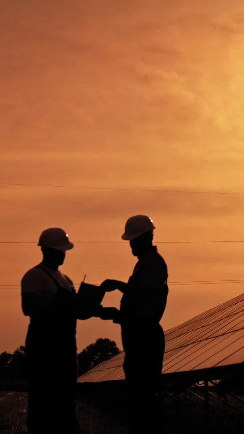 Vertical Video: Solar Panel Engineers Stock Footage 317159224