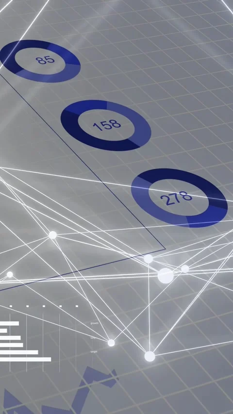 Vertical video: Solo white node starting linked network nodes pulsing blue Vidéo 335678016
