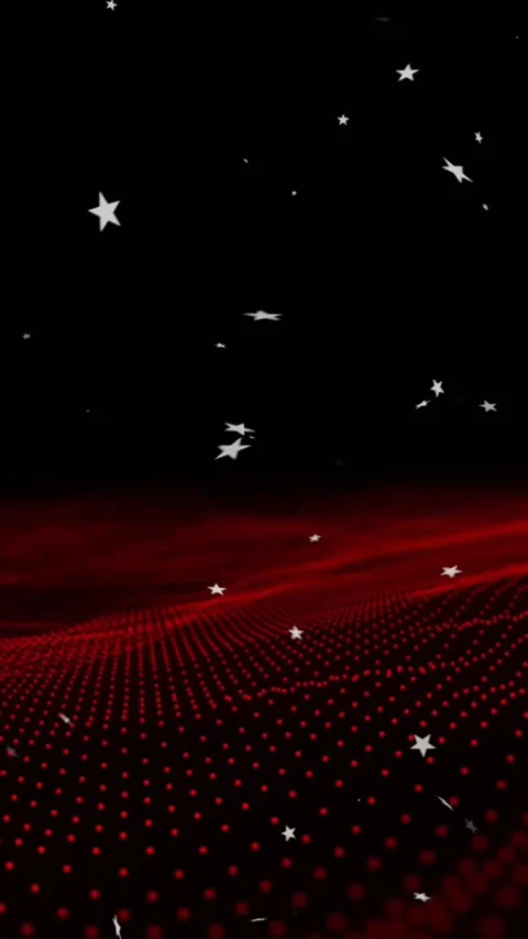 Vertical video: Spark starting drifting white stars tumbling past red dot wave Stock Footage 328221547