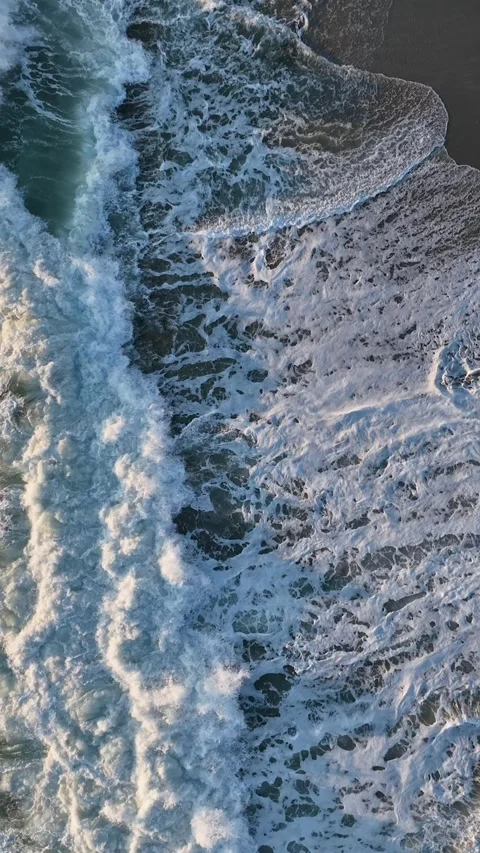 Vertical Video: Spellbinding Slow-Motion Drone Flight over a Stormy Sea - Azure Stock Footage 244241244