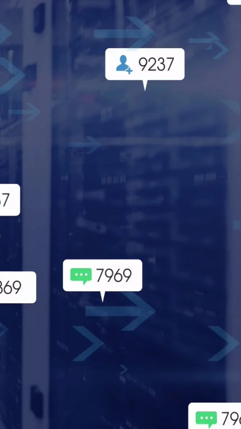 Vertical video: On start alerts appearing drifting left grouping showing data Stock Footage 340133377