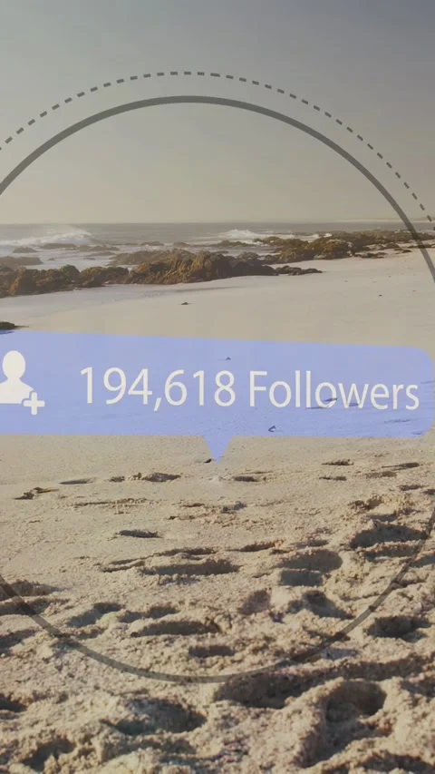 Vertical video: At start blue dot appearing, badge growing followers, ring Stock Footage 333977957