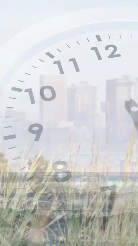 Vertical video: On start faint clock dial sweeping hands clockwise showing time Stock Footage 329912817