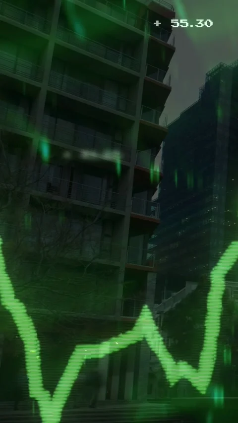 Vertical video: On start neon pixel chart climbing, dipping, arrow rising to Stock Footage 334792641