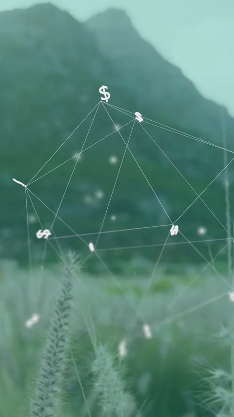 Vertical video: On start network forming, rerouting lines, lighting dollar nodes Stock Footage 334378833