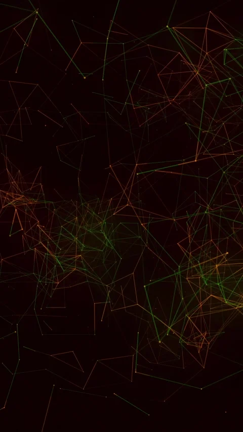 Vertical video: On start, network shifting, nodes pulsing and lines reshaping to Stock Footage 348636709