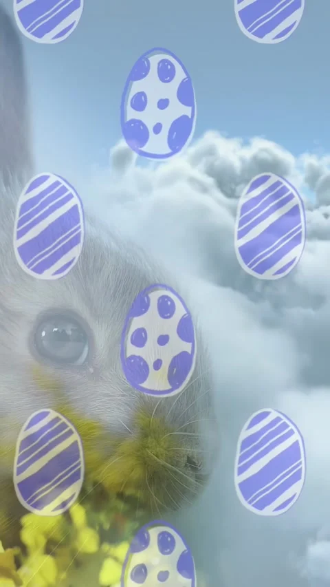 Vertical video: On start translucent purple eggs sliding over cat eye, revealing Stock Footage 329913036