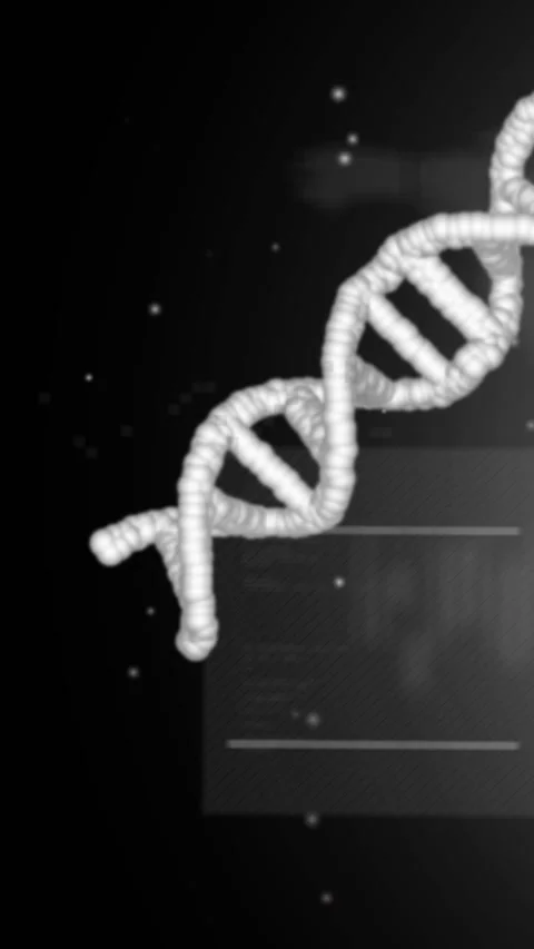 Vertical video: On start white DNA helix entering frame, shifting left to reveal Stock Footage 329552696