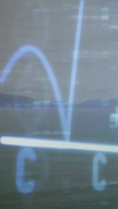Vertical video: Starting arc rising, neon graph shifting, spikes lining, bases Vídeos de archivo 328398361