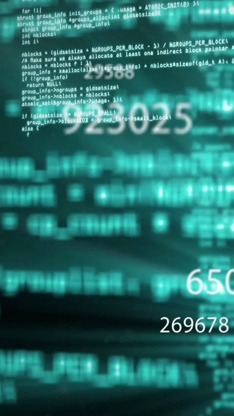 Vertical video: Startup blink starting main code column shifting down numbers Stock Footage 340133237
