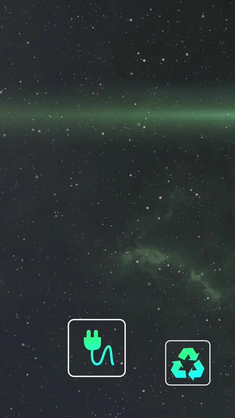 Vertical video: Startup plug icon moving down while flare lighting recycle icon Stock Footage 329913111