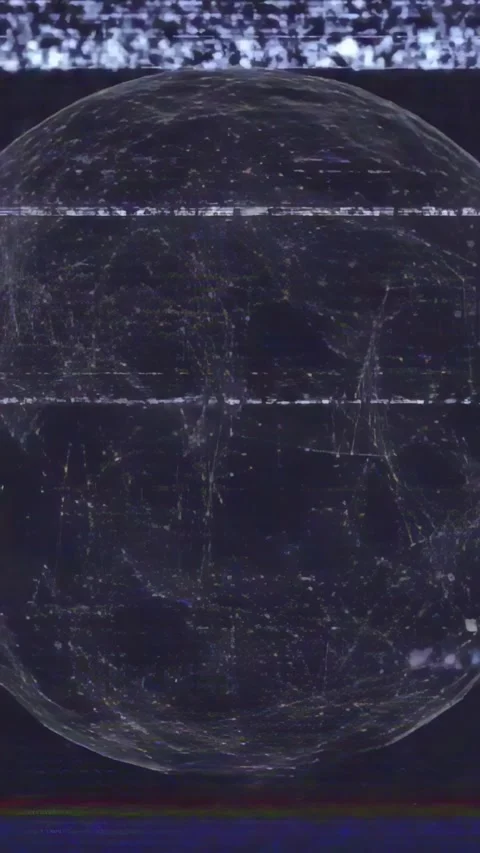 Vertical video: Static spark starting wireframe sphere pulsing and glitches Stock Footage 329912792