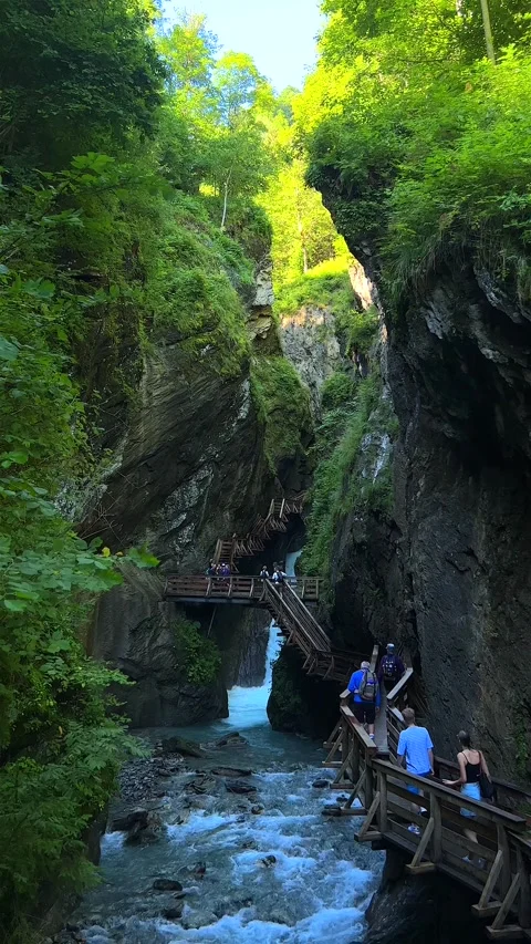 Vertical Video. Stories Format: Beautiful Sigmund Thun Klamm gorge in Austria Stock Footage 249046610