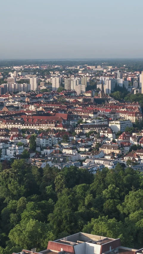Vertical Video of Strasbourg, Bas-Rhin, France, Vertical Aerial View Shot Stock Footage 311029934