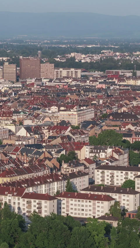 Vertical Video of Strasbourg, Bas-Rhin, France, Vertical Aerial View Shot Stock Footage 311029947