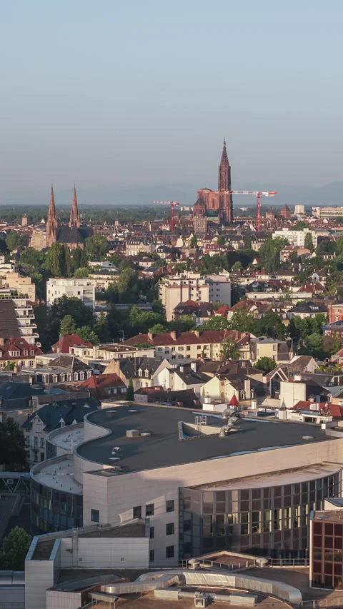 Vertical Video of Strasbourg, Bas-Rhin, France, Vertical Aerial View Shot Stock Footage 311029950