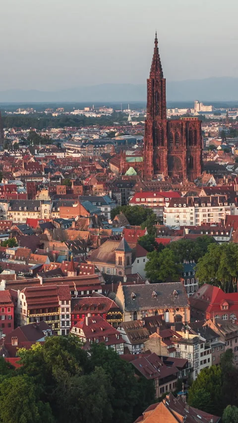 Vertical Video of Strasbourg, Bas-Rhin, France, Vertical Aerial View Shot Video stock 311029995