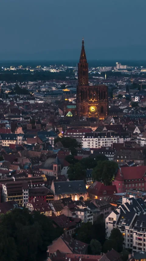 Vertical Video of Strasbourg, Bas-Rhin, France, Vertical Aerial View Shot Stock Footage 311029997