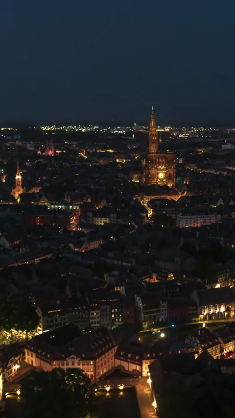 Vertical Video of Strasbourg, Bas-Rhin, France, Vertical Aerial View Shot Stock Footage 311030000