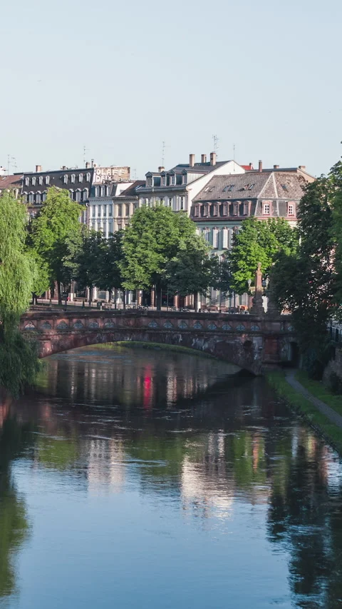 Vertical Video of Strasbourg, Bas-Rhin, France, Vertical Aerial View Shot Stock Footage 311030065