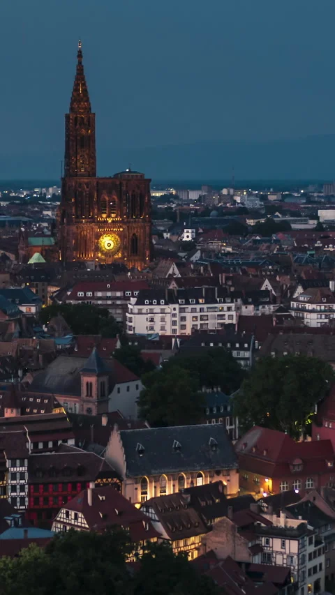 Vertical Video of Strasbourg, Bas-Rhin, France, Vertical Aerial View Shot Stock Footage 311100967