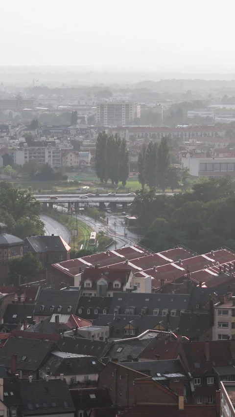Vertical Video of Strasbourg, Bas-Rhin, France, Vertical Aerial View Shot Stock Footage 311101205