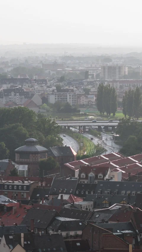 Vertical Video of Strasbourg, Bas-Rhin, France, Vertical Aerial View Shot Stock Footage 311101209