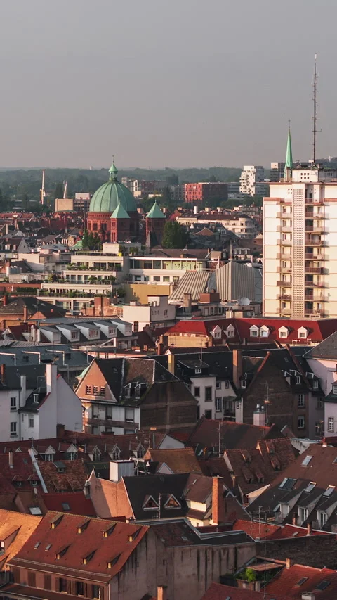 Vertical Video of Strasbourg, Bas-Rhin, France, Vertical Aerial View Shot Stock Footage 311101210
