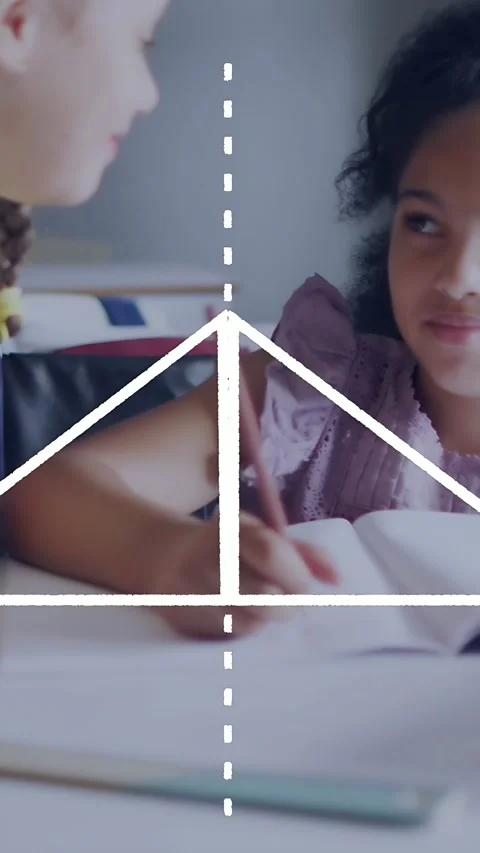 Vertical video: Students studying math, left writing causing triangle overlay Stock Footage 334694774