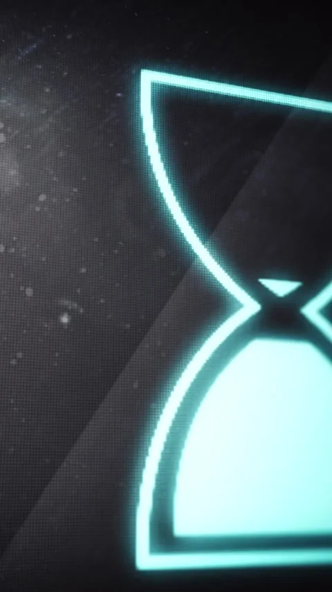 Vertical video: Subtle pan starting cyan hourglass shifting and showing left 動画素材 348567130
