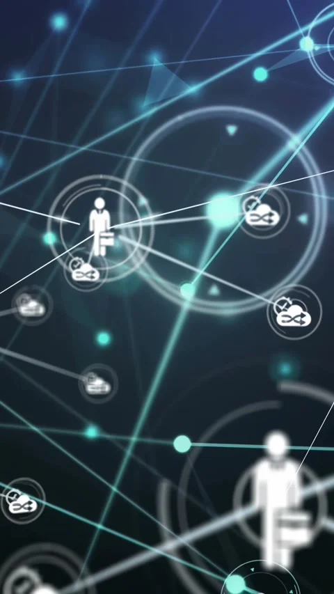 Vertical video: Subtle pulse starting briefcase icon pulsing, linking to cloud Stock Footage 330196012