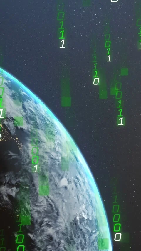Vertical video: Sun rising sparking binary rain, planet tilting showing night Stock Footage 332747608