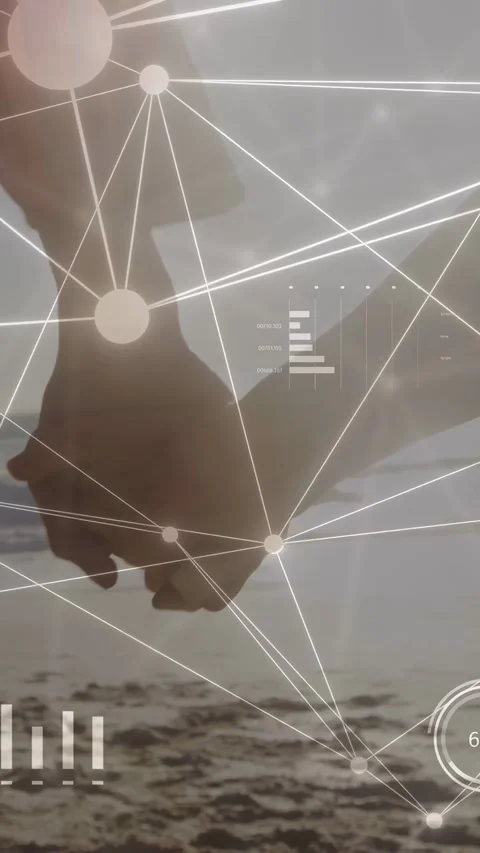 Vertical video: Sun sparking node net across hands as senior pair holding Stock Footage 332775513