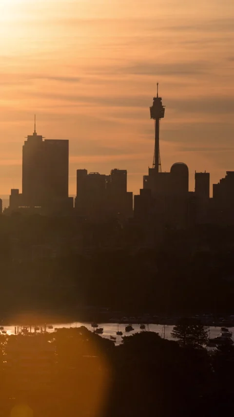 Vertical video - Sydney CBD Sunset Timelapse Stock Footage 280746071