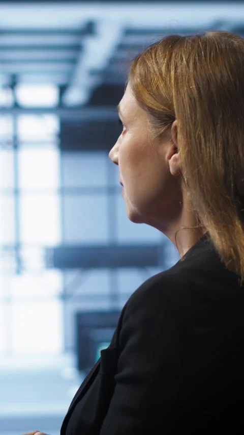 Vertical video System administrator in data center running error checking Stock Footage 277858026