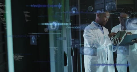 Vertical video: Tablet tap starting holo UI and code, pair with tablet and Stock Footage 330330994