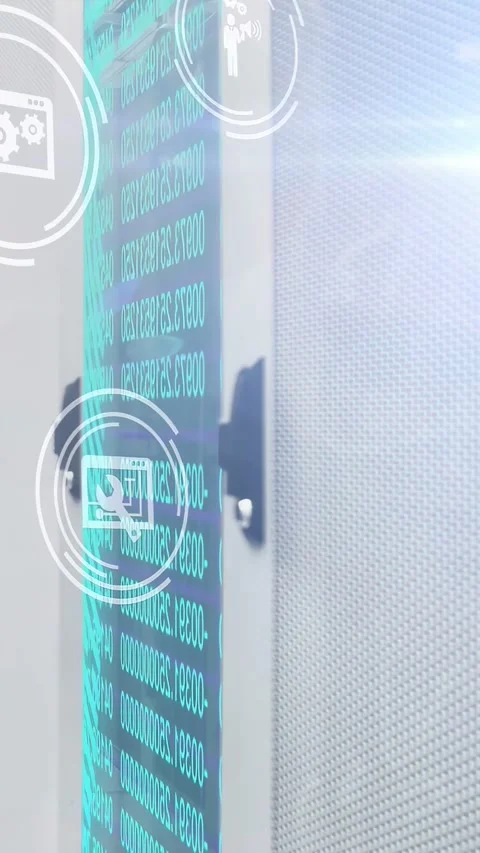 Vertical video: Tall screen scrolling code causing HUD icons rising, shifting, Stock Footage 332644507
