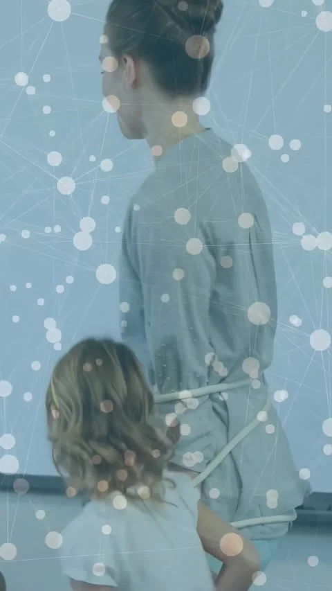 Vertical video: Teacher standing, child starting rope loop, kids winding knots Stock Footage 331238233