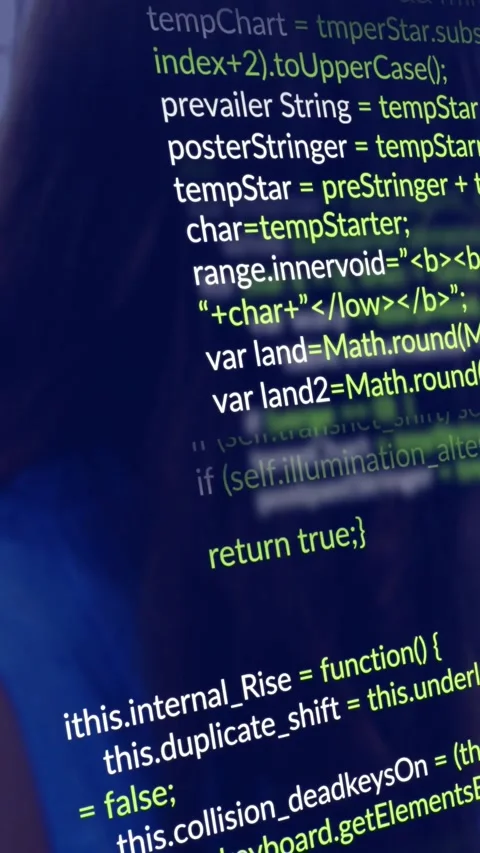Vertical video: Teal app letter a upper-left pulsing while dev typing showing Stock Footage 330189446