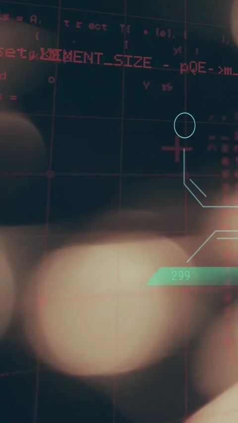 Vertical video: Teal HUD node staying on right while numeric tag updating and 動画素材 332806883