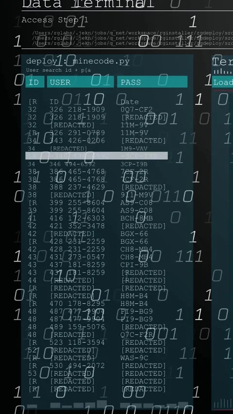 Vertical video: Teal panel opening loading deploy1 table scrolling, selecting Stock Footage 334547154