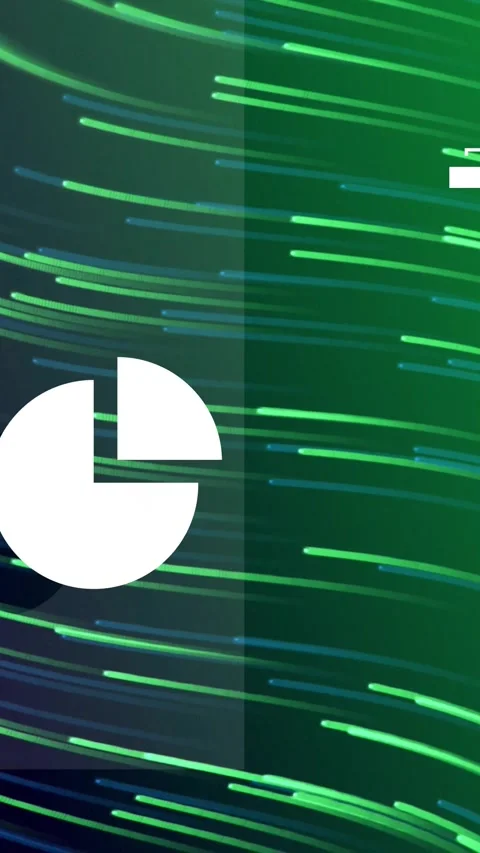 Vertical video: Teal streaks appearing, starting white widgets scaling, sliding, Stock Footage 329552820