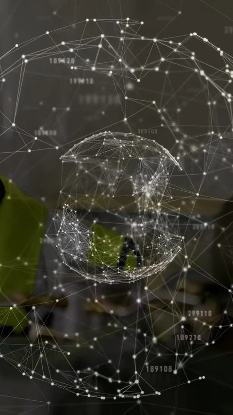 Vertical video: Tech bringing part into morphing holo net, gripping pliers, Stock Footage 334317353
