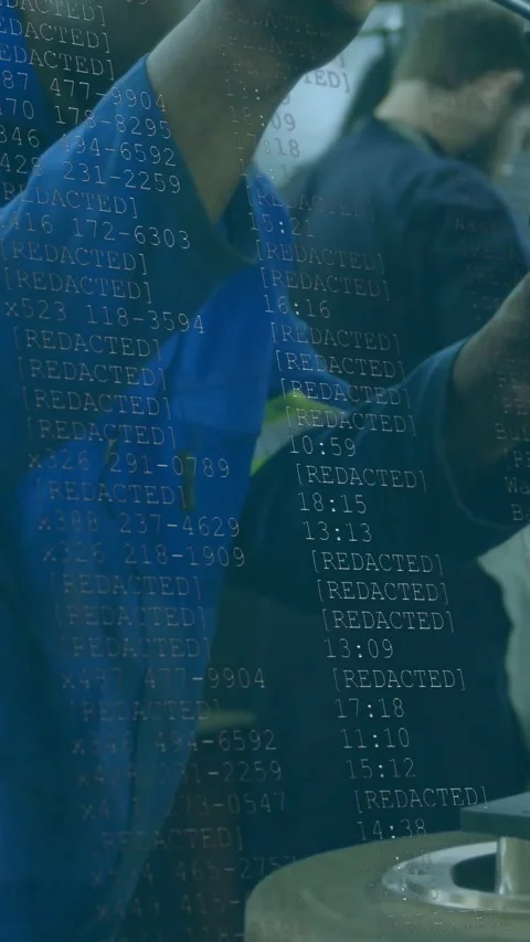 Vertical video: Tech checking rotor, turning handle for repair, data overlay Stock Footage 331167246