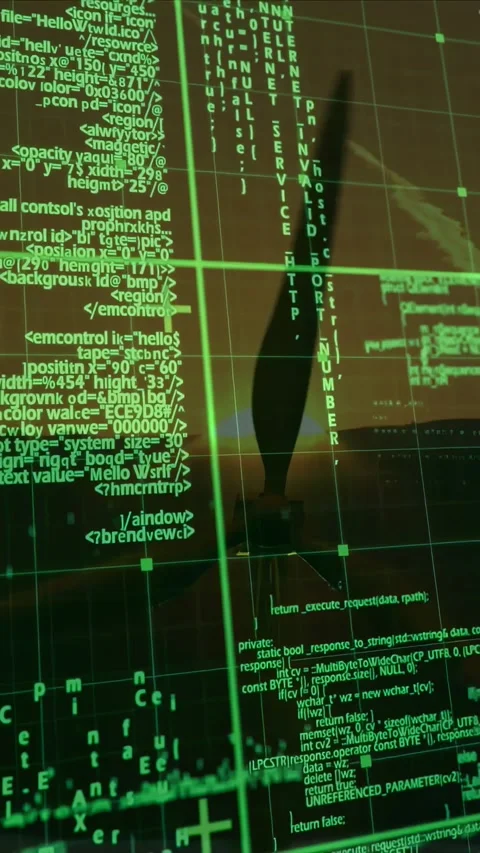 Vertical video: tech HUD activating, scanning horizon, mast moving center while Stock Footage 330359195