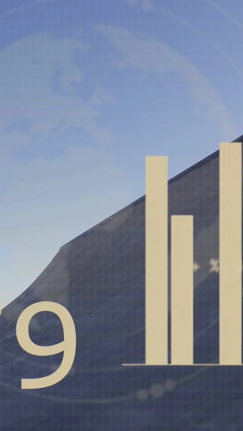 Vertical video: Tech HUD animating atop tilted roof, data feed driving graphs Stock Footage 333895923